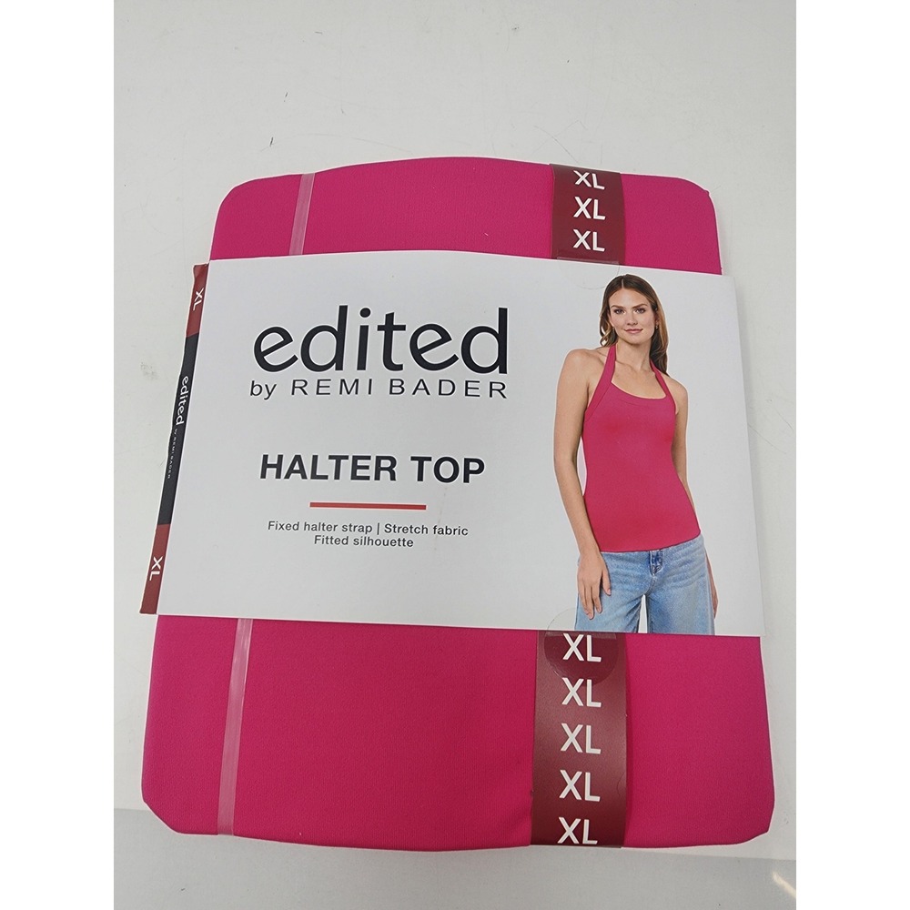 Edited by Remi Bader Womens Halter Top Pink Nylon Blend Casual Size XL